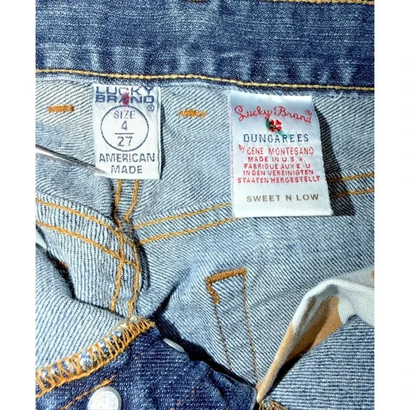 Lucky Brand Sweet N Low Jeans Size 27 Blue Flare Button Fly Y2K USA Made - Picture 3 of 7